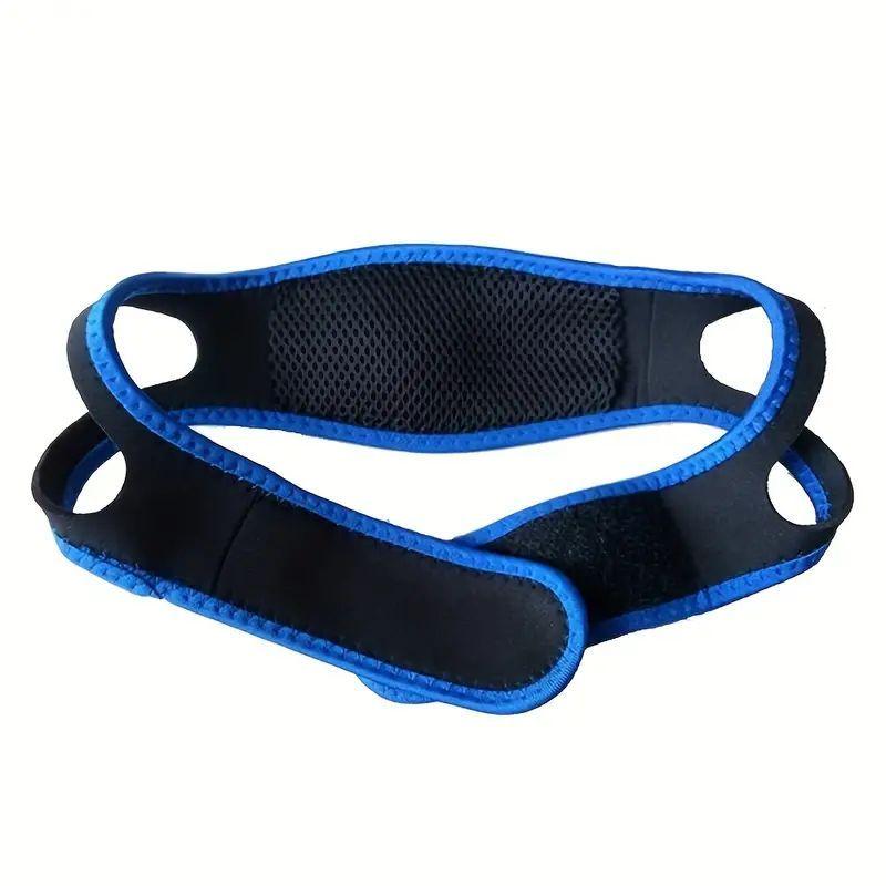 Snoring Stop Headband Anti-Snoring Belt Black Blue Chin Strap Adjustable Velcro Snoring Stop with Sleep Shut up and Breathe