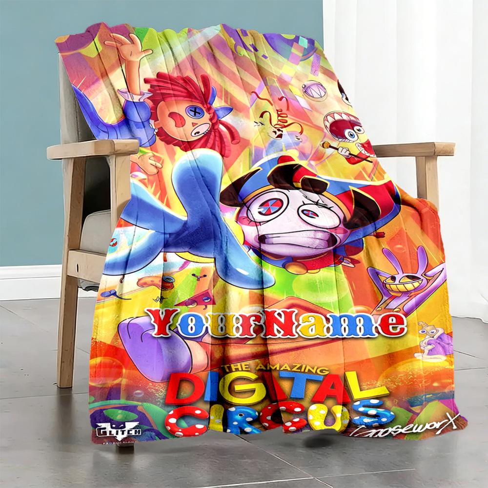 Digital Circus Customize Your Name Blanket Lightweight Customizable Blanket Durable Comfort Great for Livingroom Chair Home Decor Seaside