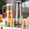 1,8L Glaskrug mit Deckel Leicht zu reinigen Hitzebeständiger Glas-Wasserkanister Kühlschrankkaraffe mit Griff für Heiße/Kalte Getränke