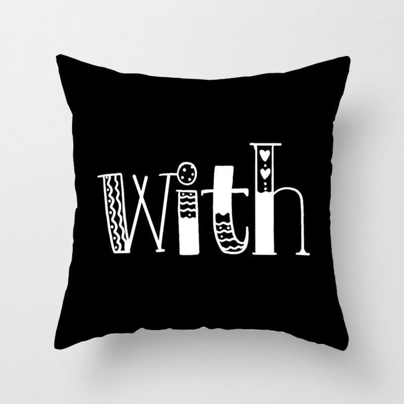 

Черно-белая диванная подушка Геометрическая подушка Английская буква Скандинавская подушка Инс Подушка для гостиной Поясничная подушка Подушка с простыми линиями linen-45x45cm double-sided [without pillow core]