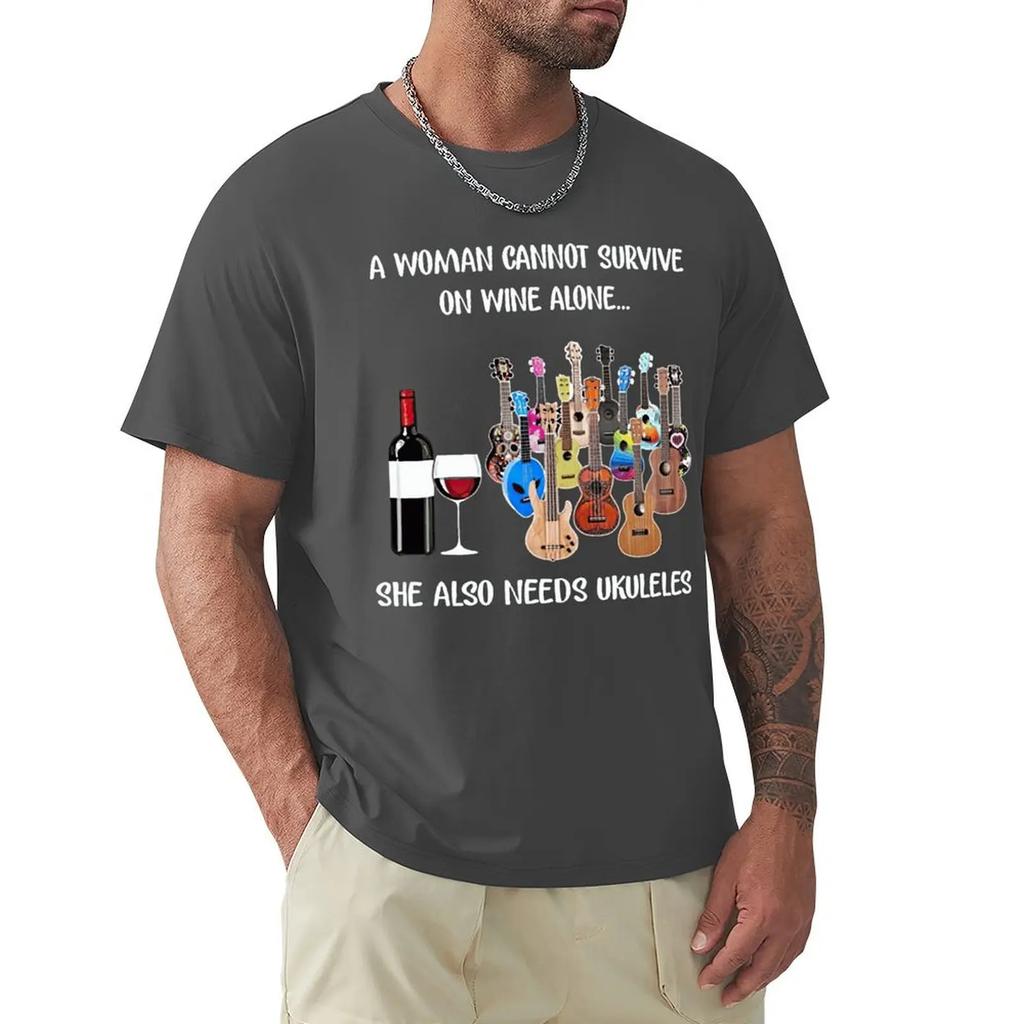 Jamila Woman Ukulele Wein Gitarre T-Shirt Harajuku Kurzarm T-Shirt 100% Baumwolle Grafik T-Shirt Oberteile
