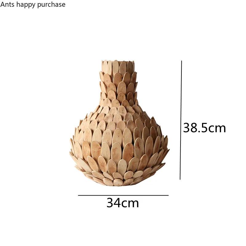 Handmade Wooden Vase Dried Flower Vase Flower Arrangement Container Desktop Decorative Vases Home Decor Ornament Crafts Gift
