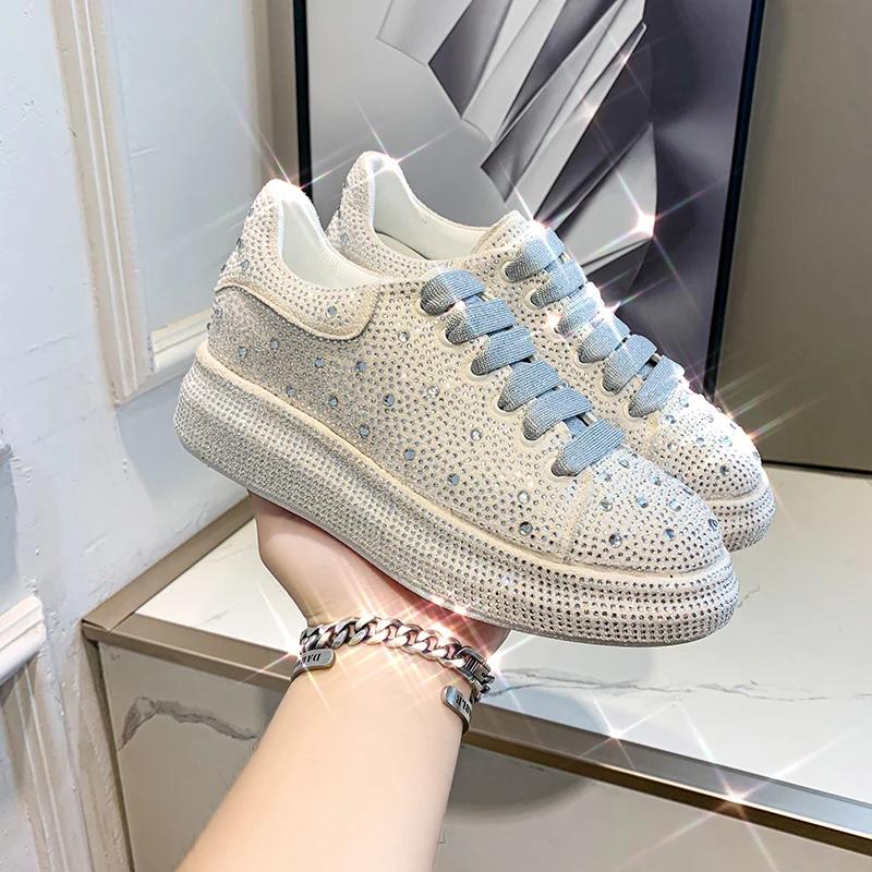 New Women's Sneakers Luxury Rhinestone Casual Shoes Women Outdoor Platform Running Shoes Designer Female Sports Shoes