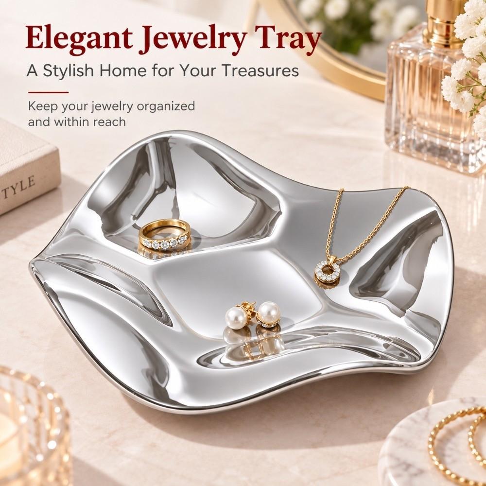 Ceramic Ceramic Jewelry Tray Light Luxury Jewelry Storage Tray Decorative Vanity Plate Home