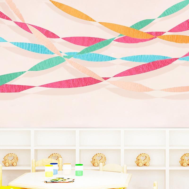 5pcs/Pack Wrinkle Paper Birthday Backdrop Home Supplies Ribbon Party Wedding Decorative DIY