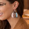 Cute Pumpkin Shape Jewelry 1 Pair Fall Earrings, Acrylic Leopard Print Dangle Drop Statement Thanksgiving Autumn Halloween for Women Daily Wear