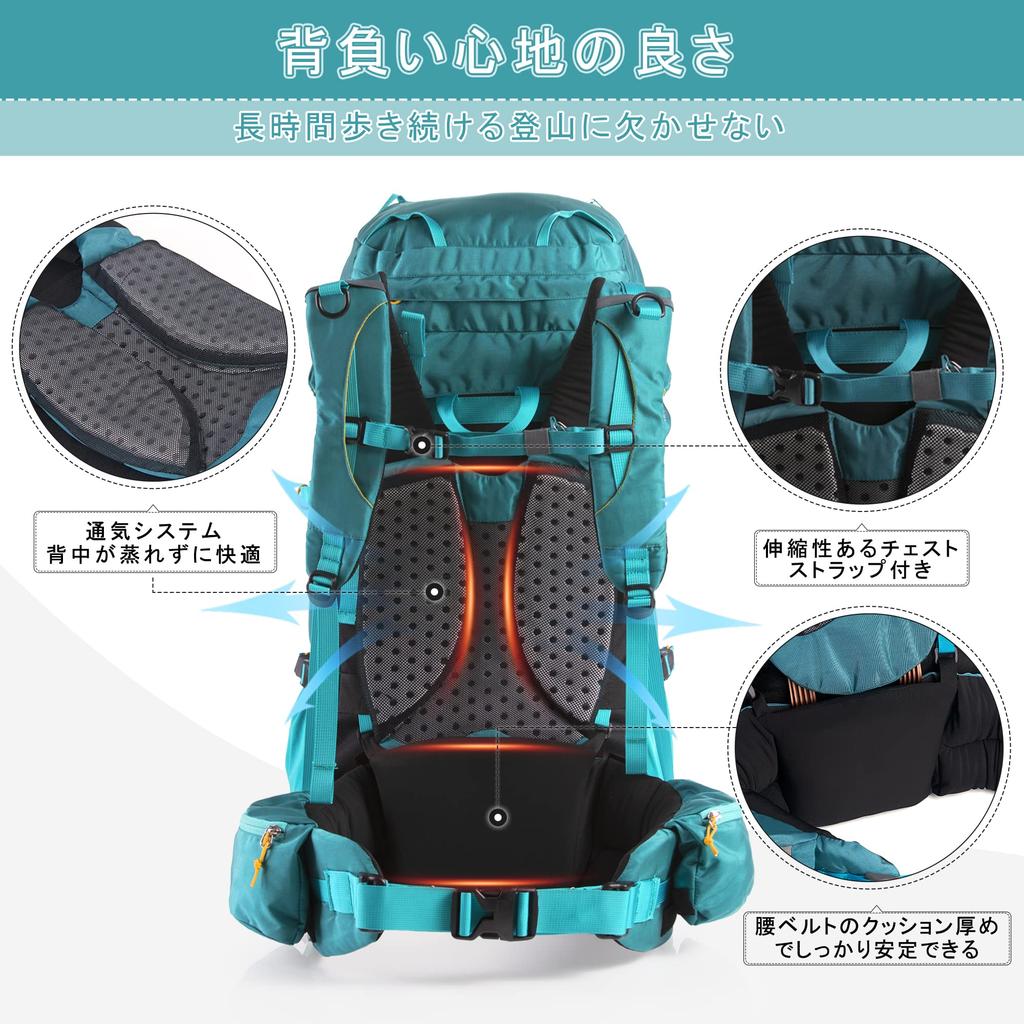 [Naturehike] Official Shop Backpack, Hiking Backpack, Large Capacity 45L, with Rain Cover, Waterproof, Lightweight, Breathable, Multifunctional,