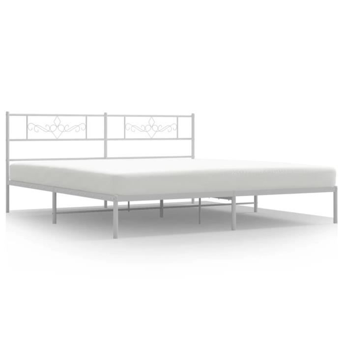 VidaXL Cadre de lit métal avec tête de lit blanc 193x203 cm 355322