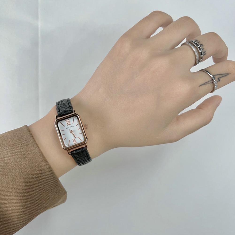 Retro Square Wrist Watch For Women Trendy Luxury Waterproof Watch With Pu Leather Band For Girls Student