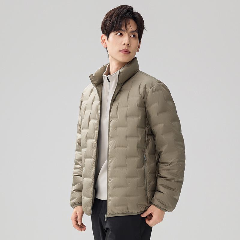 2025 Men's Autumn/Winter Lightweight 90% White Duck Down Jacket - Fashionable Short Stand Collar Style