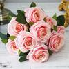 Artificial Flowers Rose Bouquet Fake Flowers Silk Plastic Artificial Roses 10 Heads Bridal Wedding Bouquet for Home Garden Party Wedding Decoration