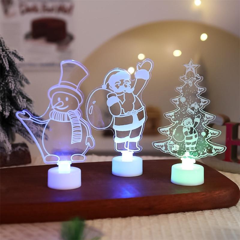 Glowing LED Acrylic Decoration Christmas Ornament Christmas Decorative Night Light For Kids Room Party Desktop Display