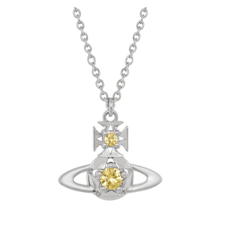 Vivienne Westwood Ball Logo Pattern Necklace Unisex Couple Style Silver 630203GS-02P582 серебряный