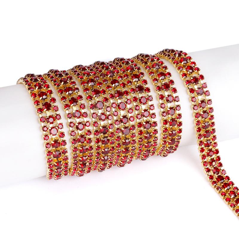 3 Reihen Krallenkette Ss8Ss16 Farbe Dichtes Strassband Strasskette Metall Glasbohrer DIY Schmuckzubehör