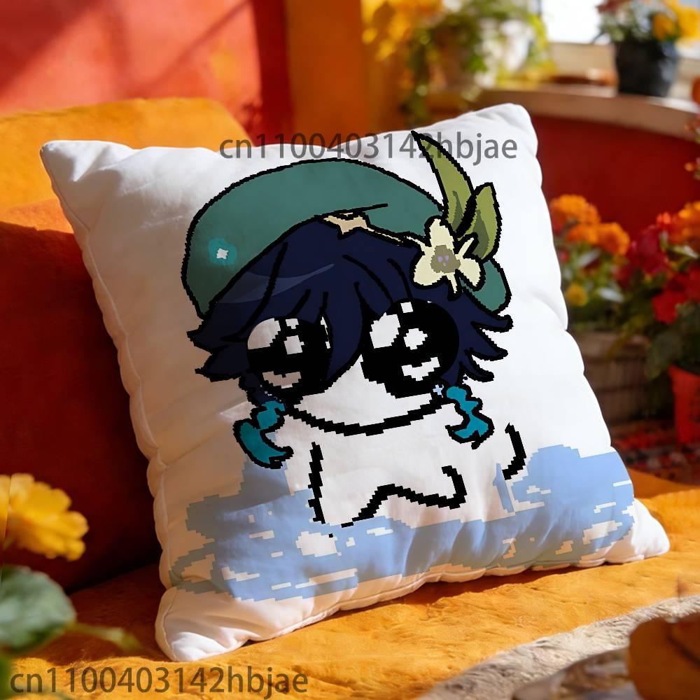 Venti Chibi Pillow Case Print Polyester Fiber 40X40 cm Home Sofa Throw Cushion Cover Decoration