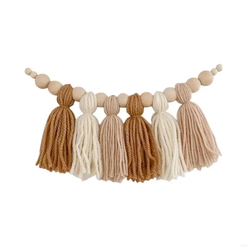 

DIY Tassel Garland with Wooden Bead Party Backdrop Bohemian Home Wall Hanging Decoration for Bedroom Nursery Birthday
