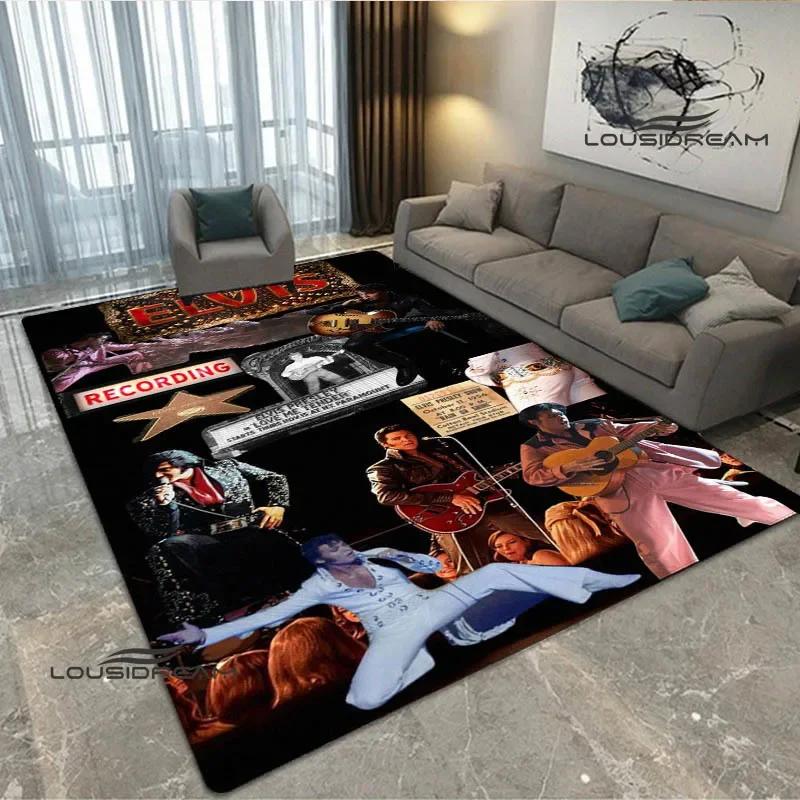 Tappeto Stampato Retro E-Elvis-Presley Tappeto per Soggiorno Camera da Letto Zerbino Antiscivolo Oggetti di Scena per Fotografia Tappeto Kawaii Regalo di Compleanno