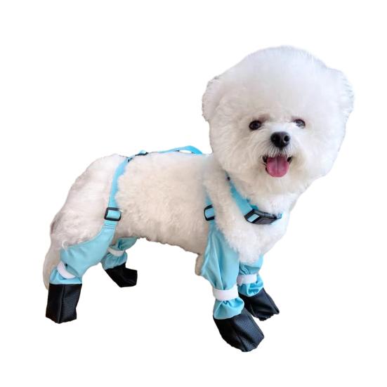 Dog Suspender Boots Connected Dog Rain Shoes Waterproof Doggy Booties Adjustable Dog Paw Protectors