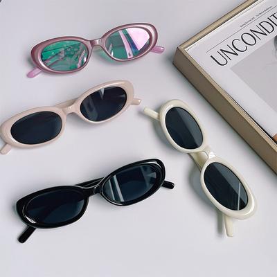 Vintage Sun Glasses  Trendy Small Oval Frame Sungalsses For Women Men Small Frame Sunscreen Shades Uv Protection Eyewear