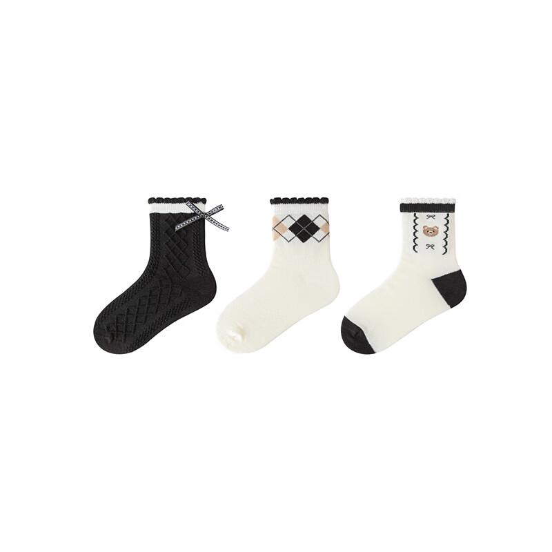 Mini Balabala Kids' 3-Pack Soft Mid-Tube Cotton Socks