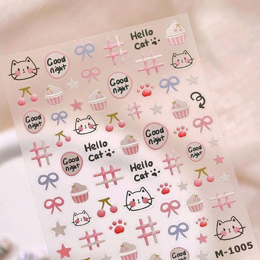 

TENSOR Золотые Мультяшные Наклейки для Ногтей M-1005 Серия Желейная Горячее Тиснение