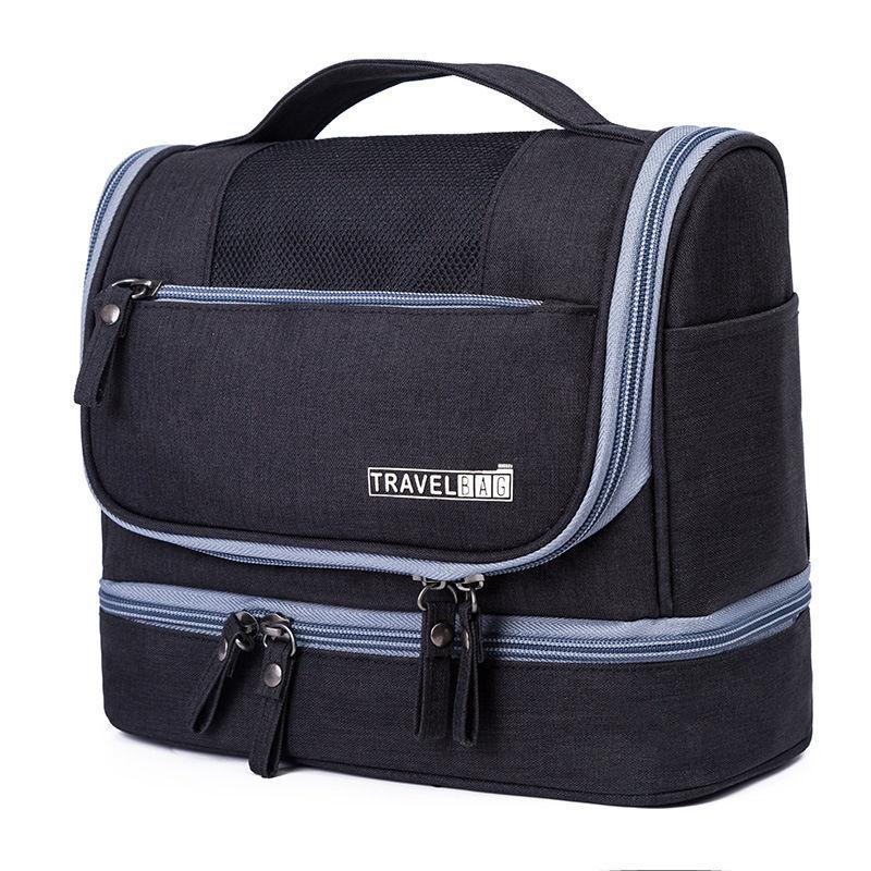 Travel Makeup Storage Bag Polyester Large Capacity Waterproof Dry Wet Separation Bag Women Travel Hook Wash Bag
