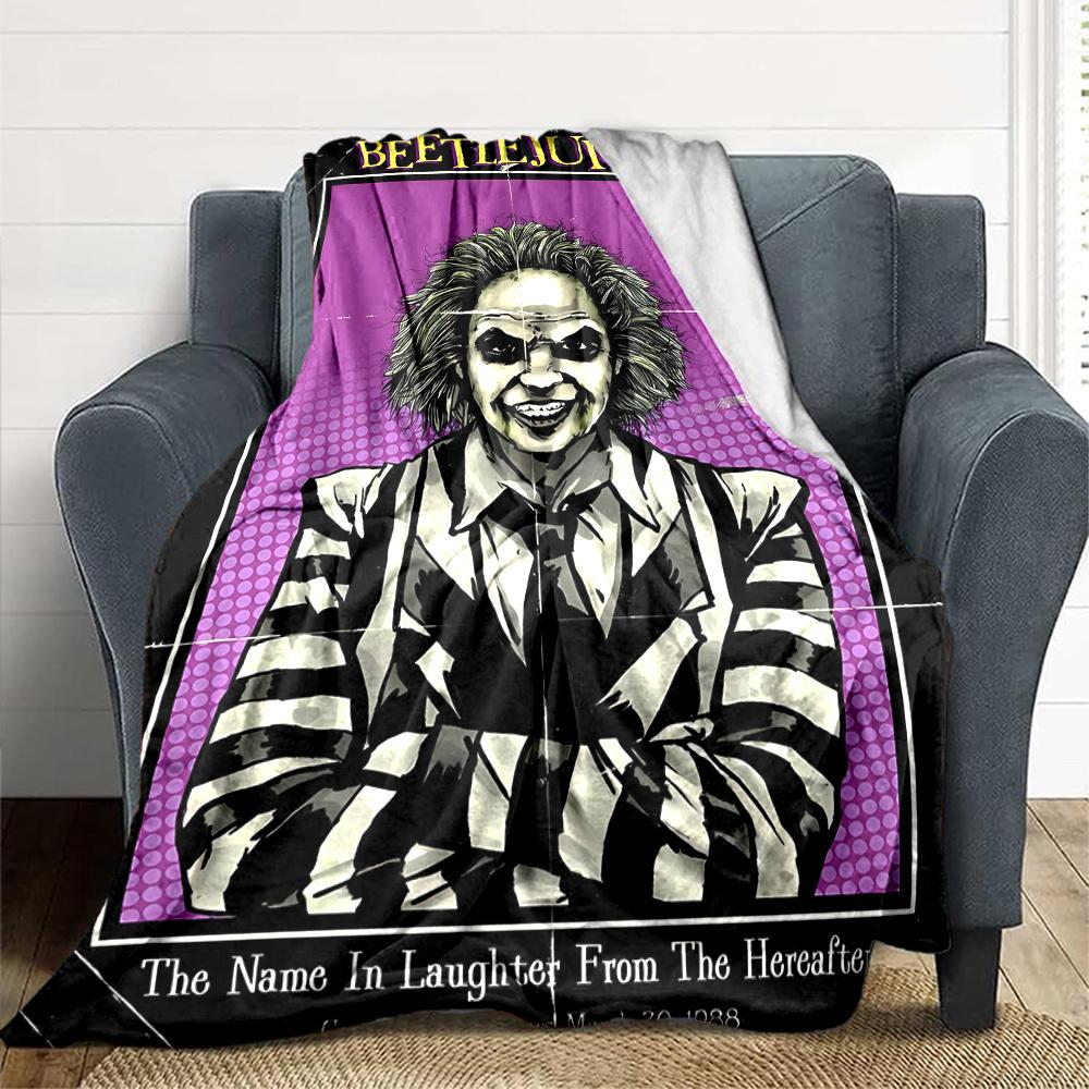 

1pc Beetlejuice Blanket Lightweight Flannel Throw For Sofa, Bed, Travel, Camping, Livingroom, Office, Couch, Chair, And Bed 80x120cm