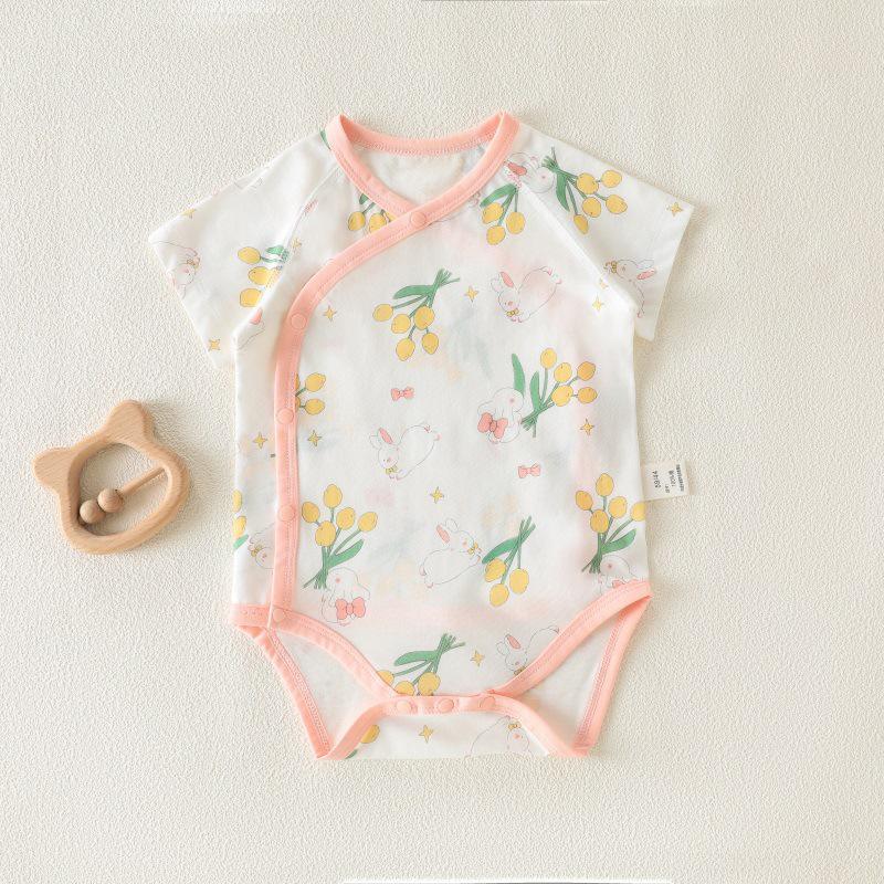 Korean-Style Baby Onesie: Summer Thin Pure Cotton, Tagless Infant/Toddler Triangle Bodysuit Size 90