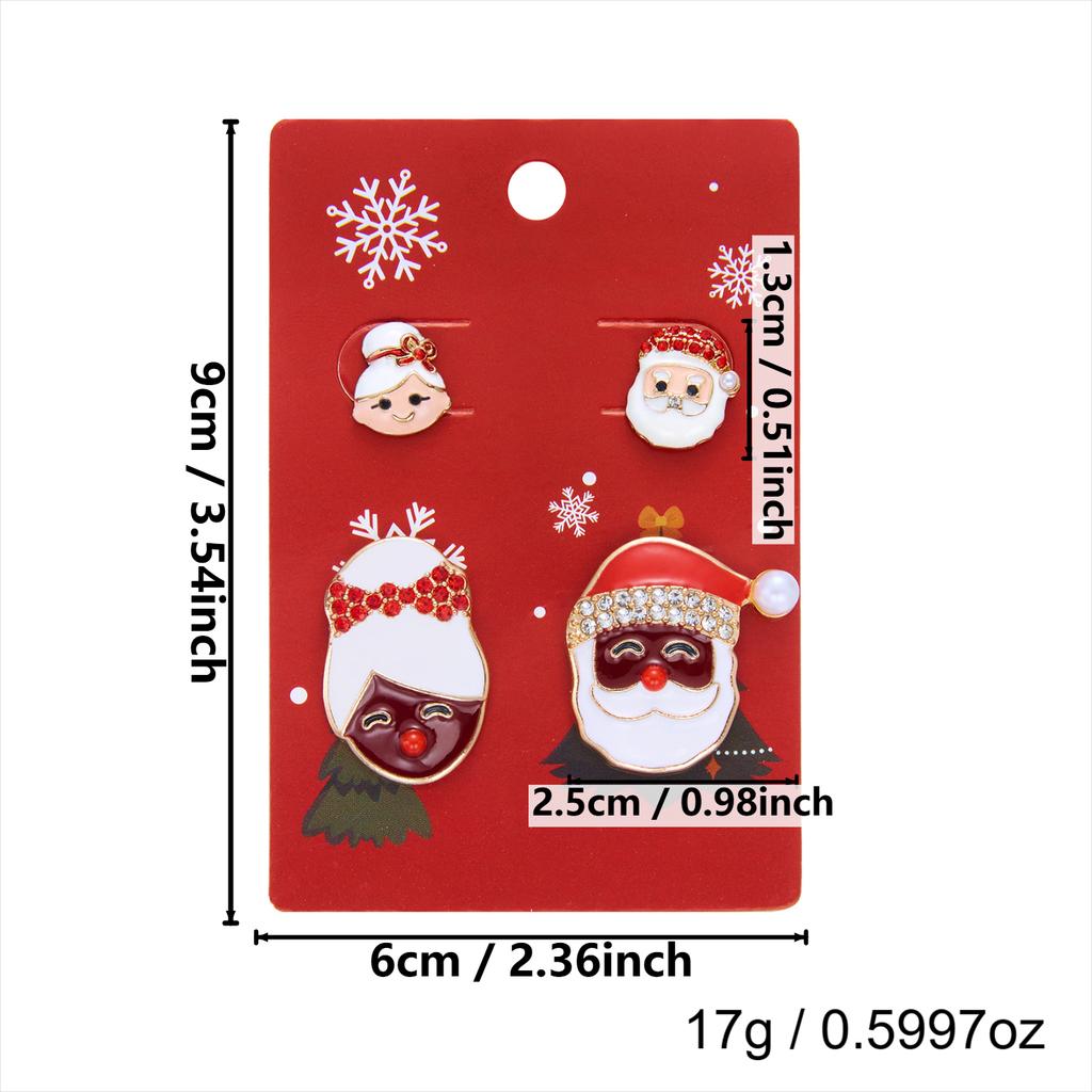 Joyful Christmas Santa Reindeer Gingerbread Stud Earring Set for Women Merry Holiday Rhinestone Earrings Festive Accessories