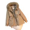 Women's Winter Parka Coat Large Fur Collar Fashion Versatile Fleece Lined All-In-One Warm Jacket Thick Outerwear