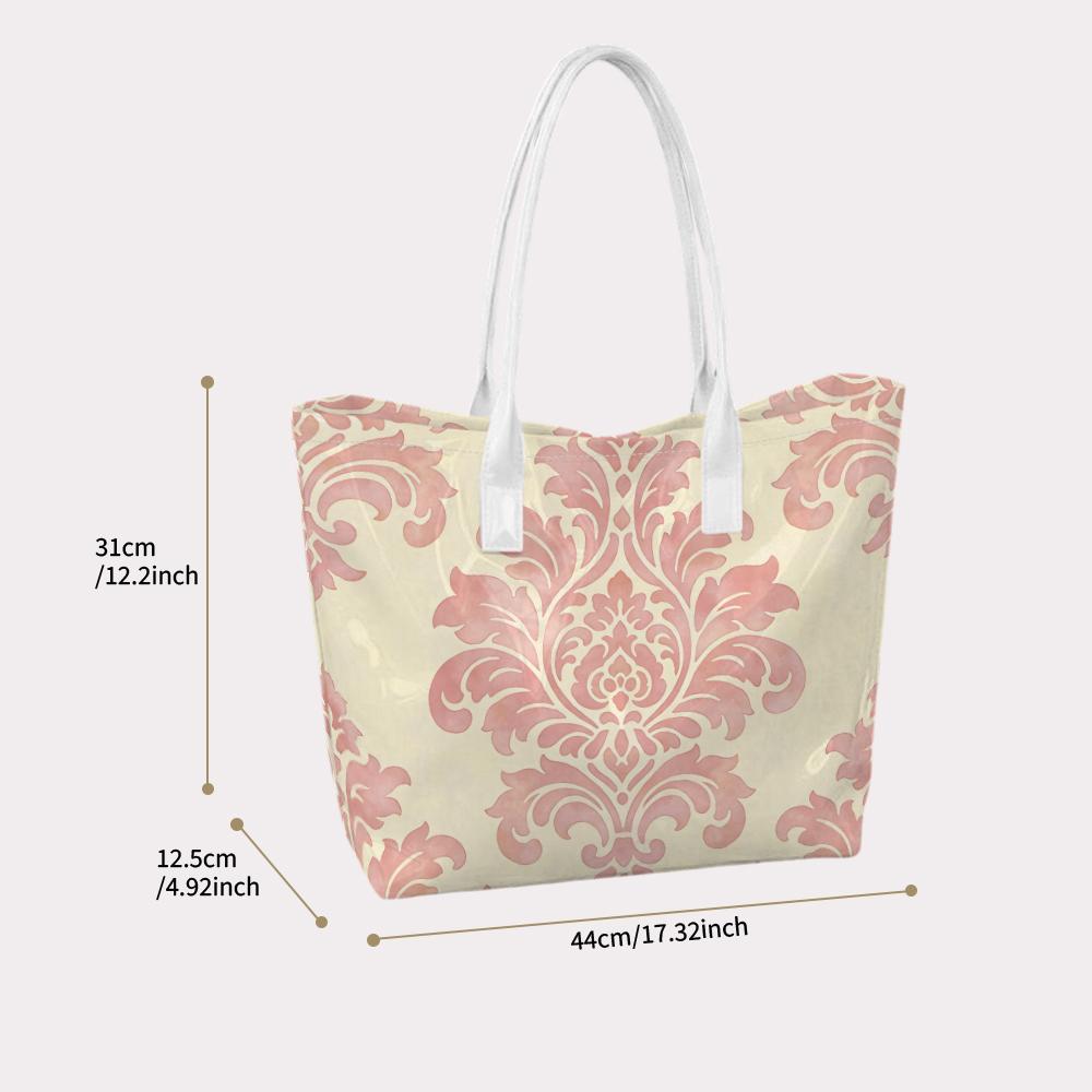 Elegant Pink Damask Tote Bag Stylish Daily Carry All for Shopping Commute