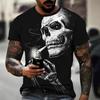 Men's Vintage Skull Print Short Sleeve Tee Casual Hip Hop Top