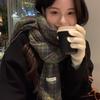 Autumn and Winter Korean Double-sided Green Plaid Scarf Female Versatile Japanese Retro High-end Warm Long Shawl Scarf