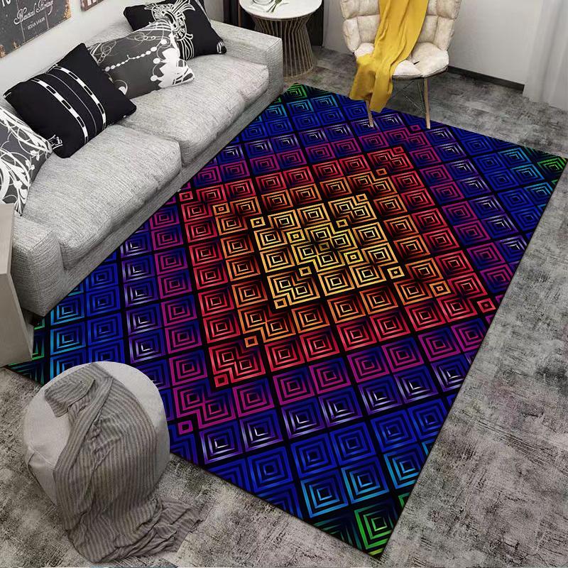 Colorful Geometric Diamond Pattern Carpet for Bedroom or Living Room Suitable for Use As an Anti-slip for Living Room Bedroom Sofas