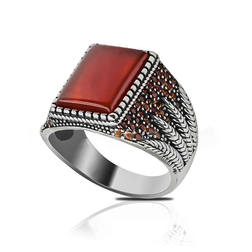 Black Ruby Men's Fashion Color Vintage Jewelry Hip Hop Ring