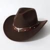 Autumn and winter unisex soft woolen cowboy hat, wide-brimmed fedora, simple and versatile style