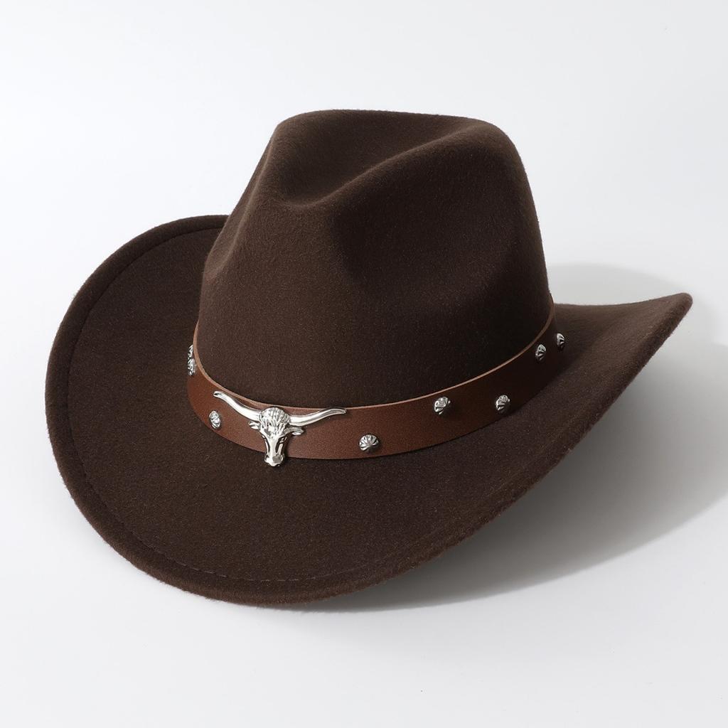 Autumn and winter unisex soft woolen cowboy hat, wide-brimmed fedora, simple and versatile style