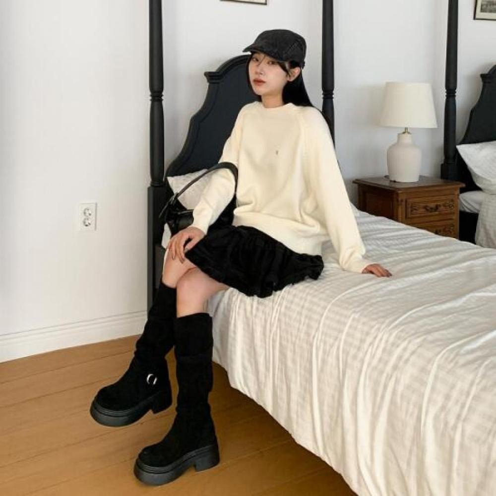 New Arrivals Open Run Raglan Knit Basic Fit Cream Spring Daily Look Long Sleeve