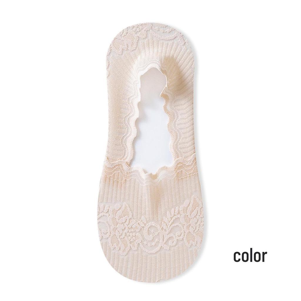 Women's Low-Cut Lace Boat Socks - Pure Cotton, Non-Slip, Breathable, Summer Thin, No-Slip Heel, Short Style.