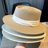 Flat top sunshade straw hat women's summer sunscreen hat seaside beach vacation photo sun hat