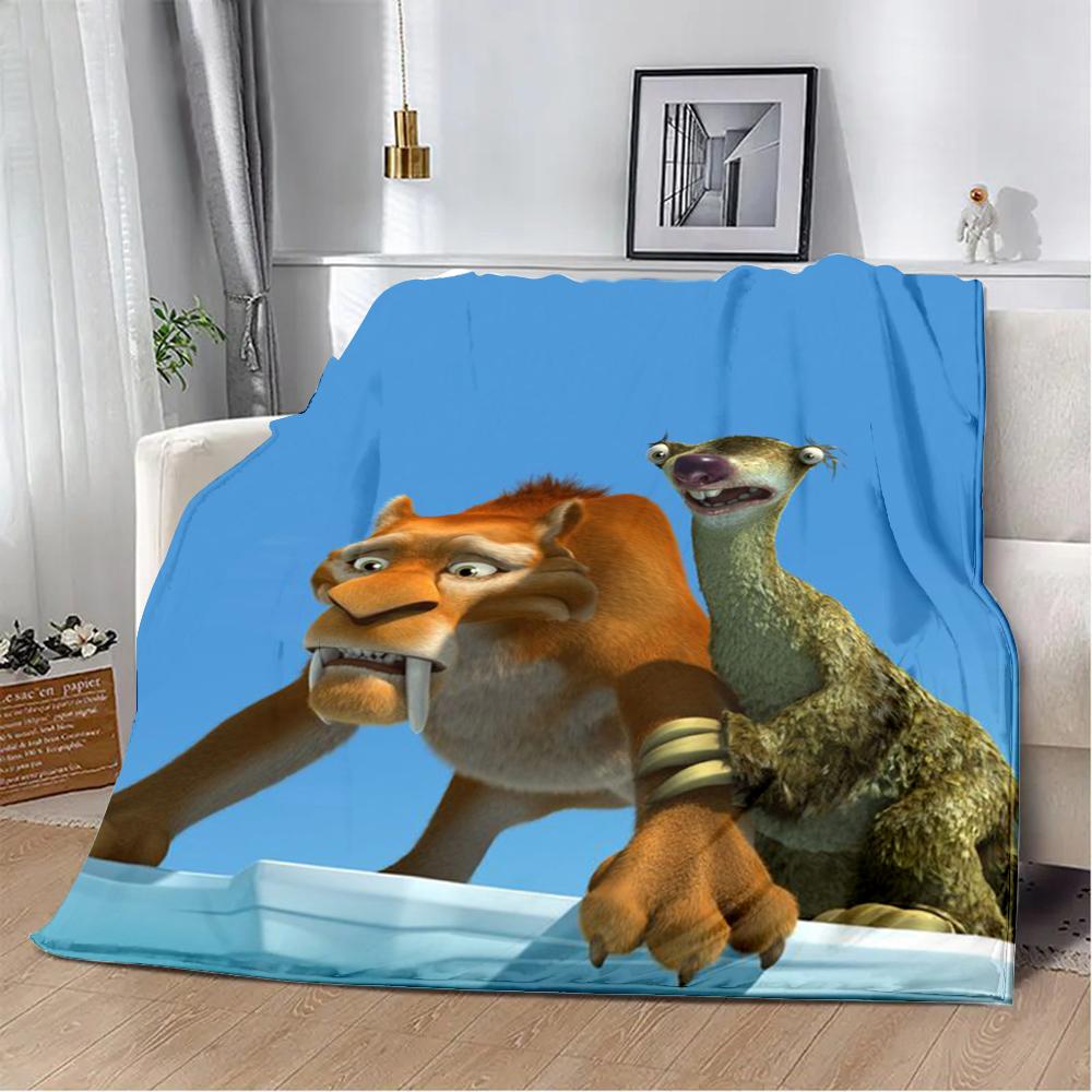 Printed Blanket Picnic Blankets Cartoon Ice Age Warm Blanket Soft and Comfortable Blanket Home Travel Birthday Gift