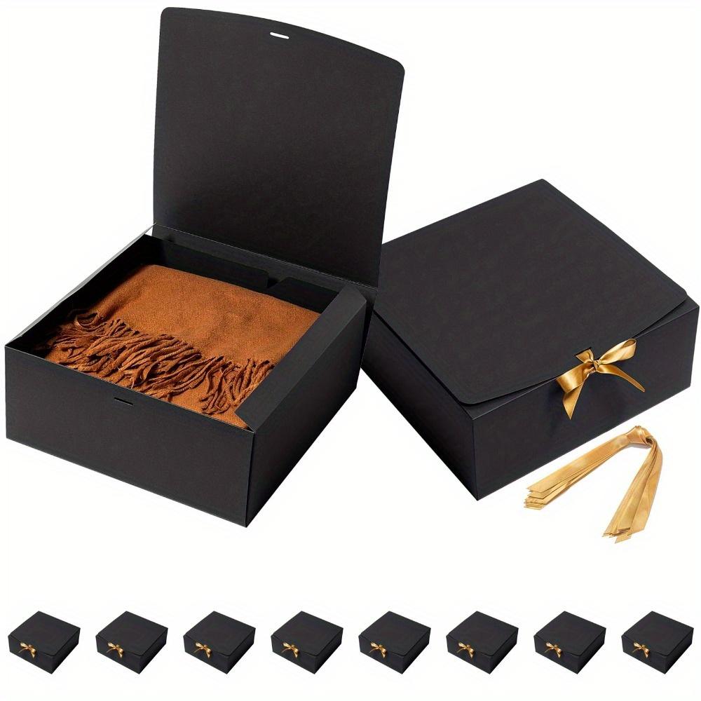6pcs Black Gift Boxes with Lids and Golden Ribbon Groomsmen Proposal Boxes Craft Boxes for Presents Birthday Wedding Bridesmaid Graduation