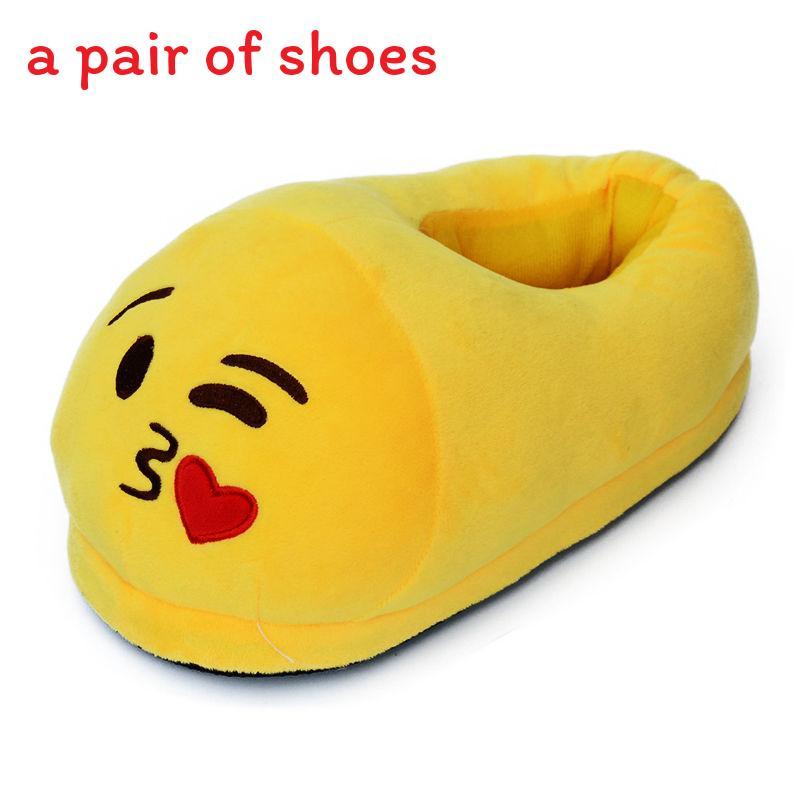 Emoji Plush Slippers With Nonslip Rubber Sole For Home Comfort And Relaxation
