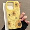 Sunflower Bee Illustration Pattern Phone Case for IPhone 17 16 15 14 13 12 11 Pro Max Plus Air 16E Simple Wrinkled Texture Cover