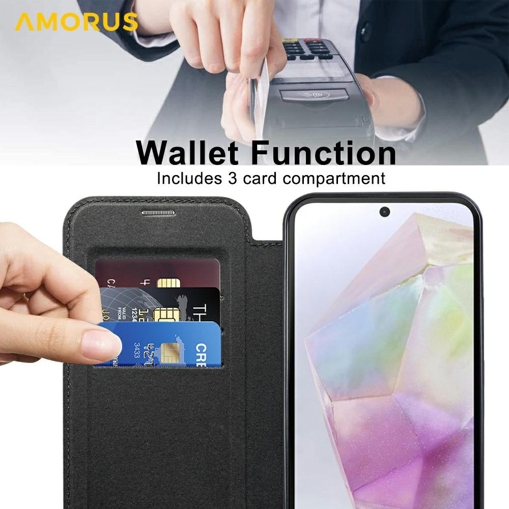 For Samsung Galaxy A36 5G Case Compatible with MagSafe RFID Blocking Card Holder Leather Phone Cover