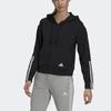 Adidas Logo Striped Hooded Sports Jacket Women Jackets Black GS1380