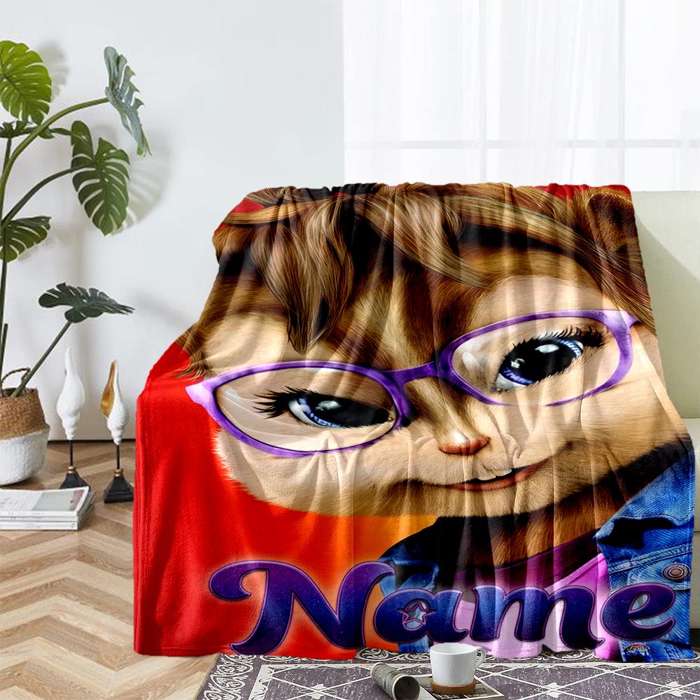 Custom Name Alvin and the Chipmunks Theme Printed Blanket - Perfect for Couch, Bed, Travel & Outdoor Use | Machine Washable, Cozy & Durable.