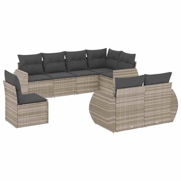 VidaXL Garden Lounge Set with Cushions 8 Pcs, Sofas with Backrest, Furniture Set, Patio Terrace Furniture, Grey 3221641