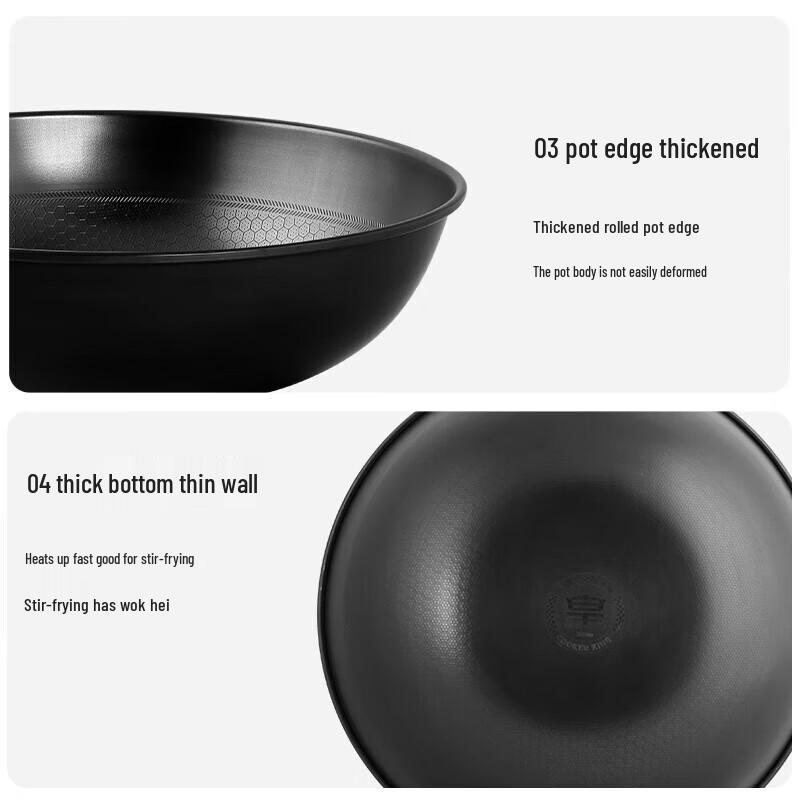 Chuidahuang 32cm Wrought Iron Wok with Honeycomb Pattern