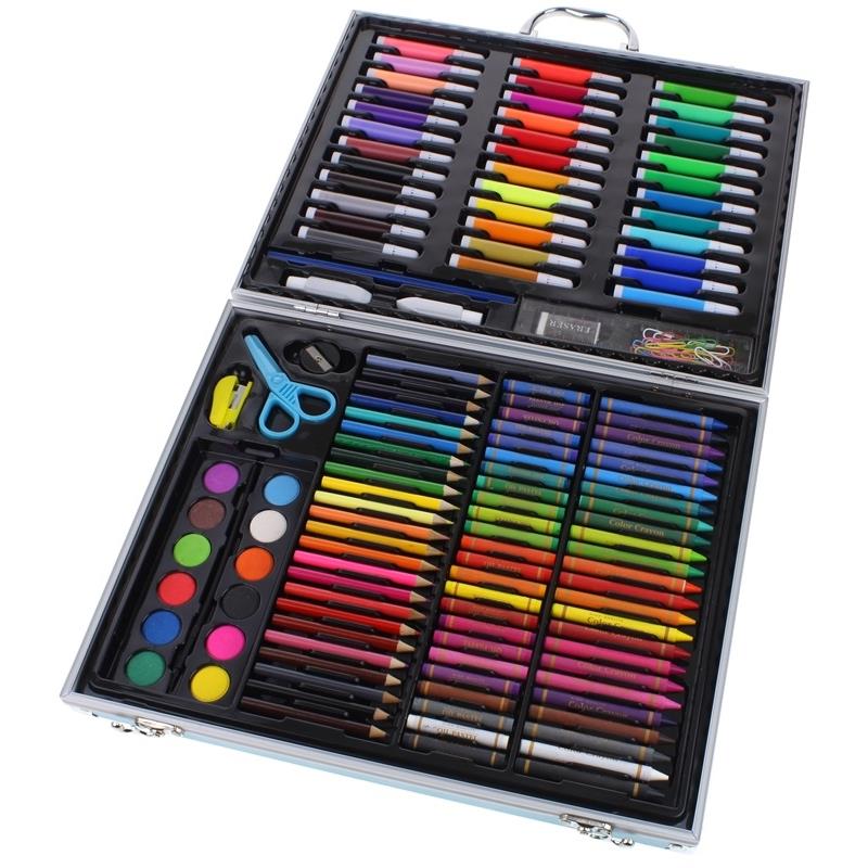 Artistic Painting Set - Crayons, Paints, Markers, Case, 150 pcs - Blue